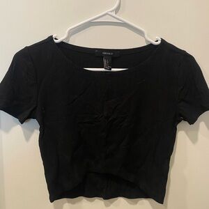 Forever 21 Black Textured Crop Top